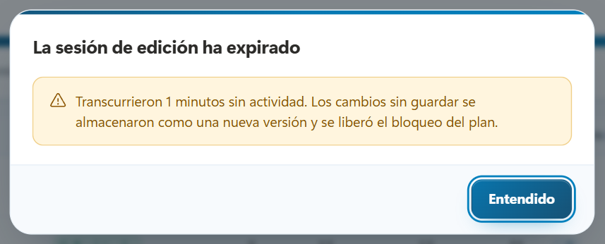 Diálogo La sesión de edición ha expirado