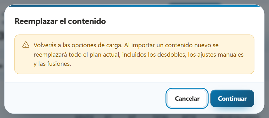 Diálogo Reemplazar el contenido