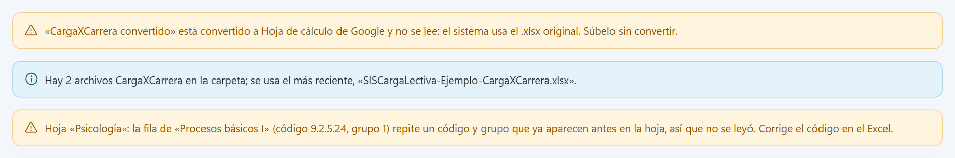 Avisos: archivo convertido y varios archivos