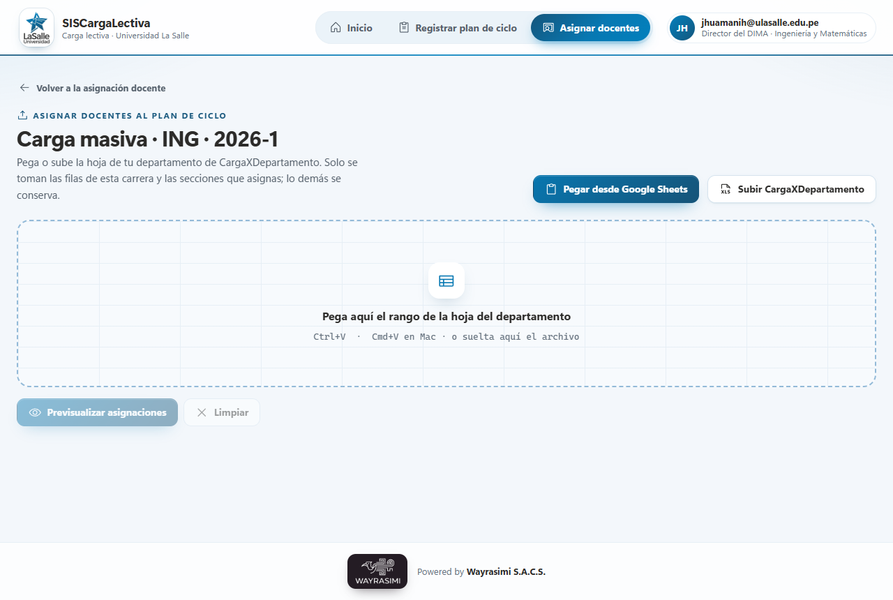 Carga masiva de asignaciones vacía