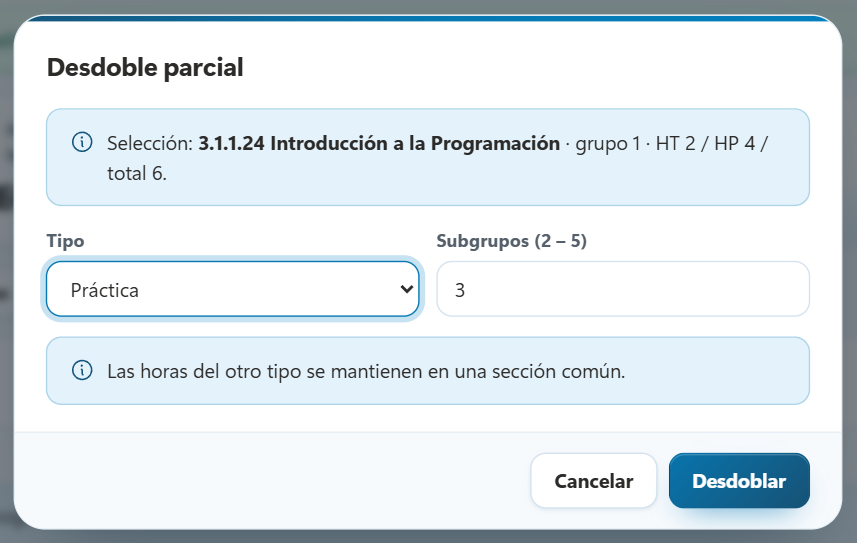 Diálogo Desdoble parcial