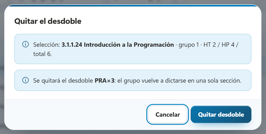 Diálogo Quitar el desdoble